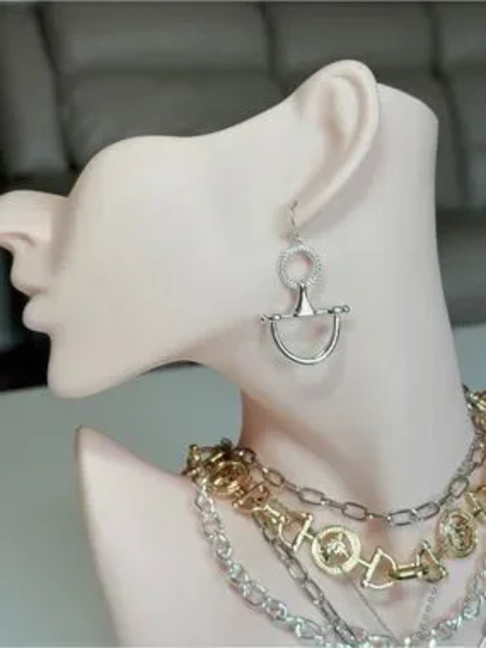 Silver Horsebit Drop Earrings